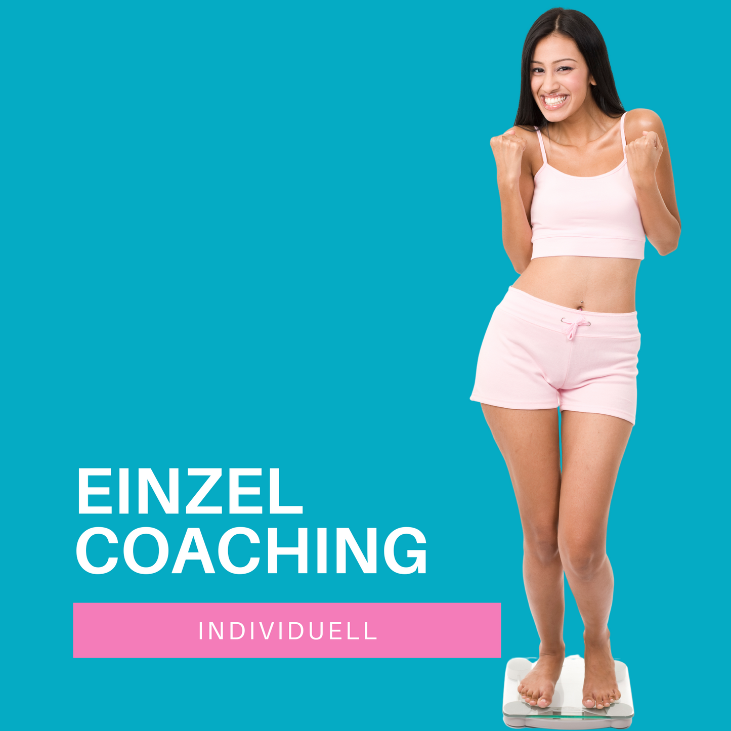 Du siehst eine Frau die mit dem individuelles Einzelcoaching erfolgreich abgenommen hat